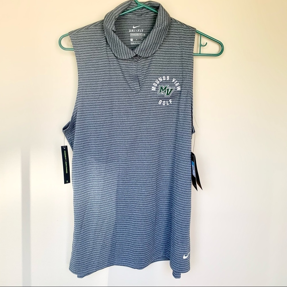 Nike womens embroidered golf tank gray white NWT medium